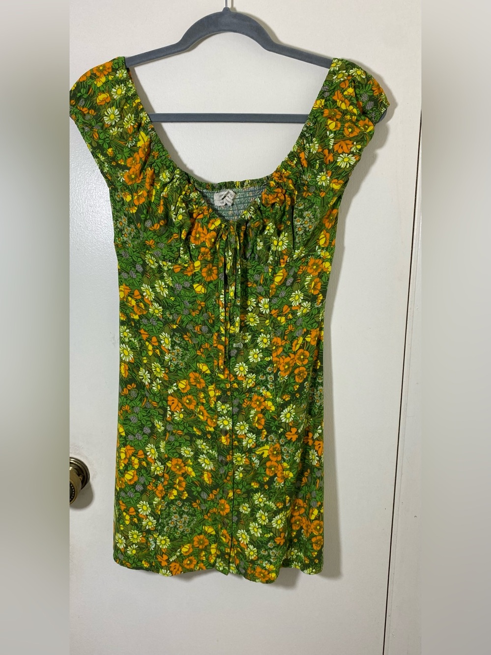 Urban Outfitters Green Dress with Orange & Yellow Floral Print